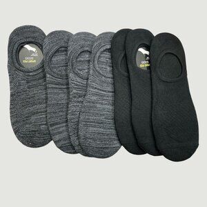 Skechers Women's Sport Ped Socks 7 Pairs With Non-Slip Heel Black & Gray i1793